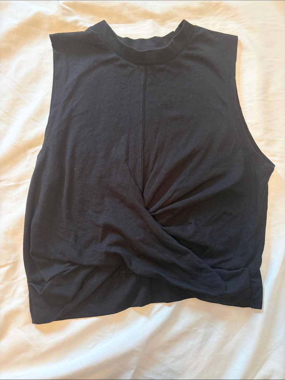 ICON Black Twist-Front Mock Neck Tank